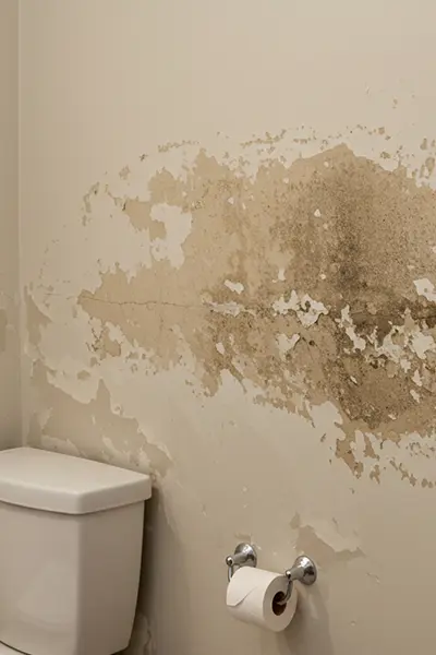 Bathroom wall damaged by water seepage