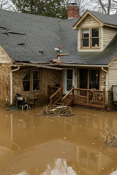 House damaged by a hurricane